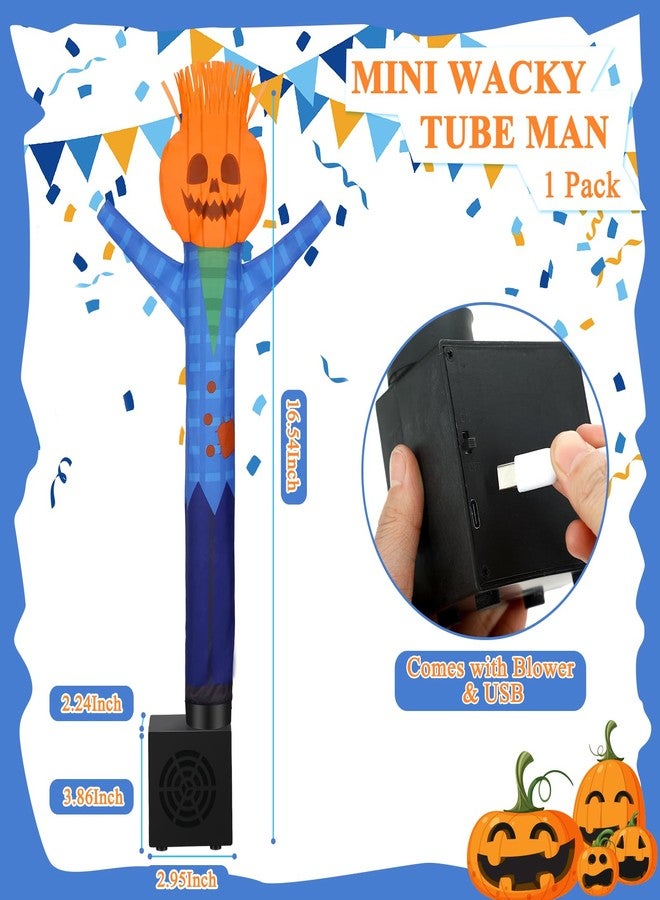 Poen Fall Thanksgiving Pumpkin Mini Inflatable Tube Man Wacky Waving Inflatable Tube Guy Gift with Blower Autumn Tubes for Stand Tabletop Decor - Image 2