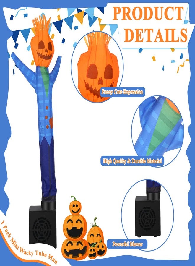 Poen Fall Thanksgiving Pumpkin Mini Inflatable Tube Man Wacky Waving Inflatable Tube Guy Gift with Blower Autumn Tubes for Stand Tabletop Decor - Image 3