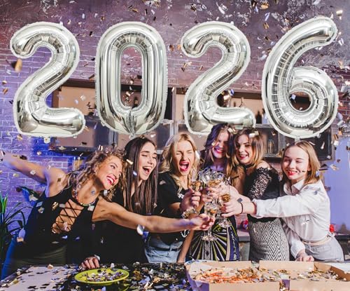 BBPOOL Giant Silver 2026 Balloons 40 Large Number 2026 Balloons Helium Mylar Foil Balloons for 2026 New Year Graduation Party Decoration - Image 5