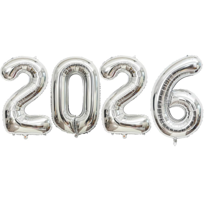 BBPOOL Giant Silver 2026 Balloons 40 Large Number 2026 Balloons Helium Mylar Foil Balloons for 2026 New Year Graduation Party Decoration - Image 3