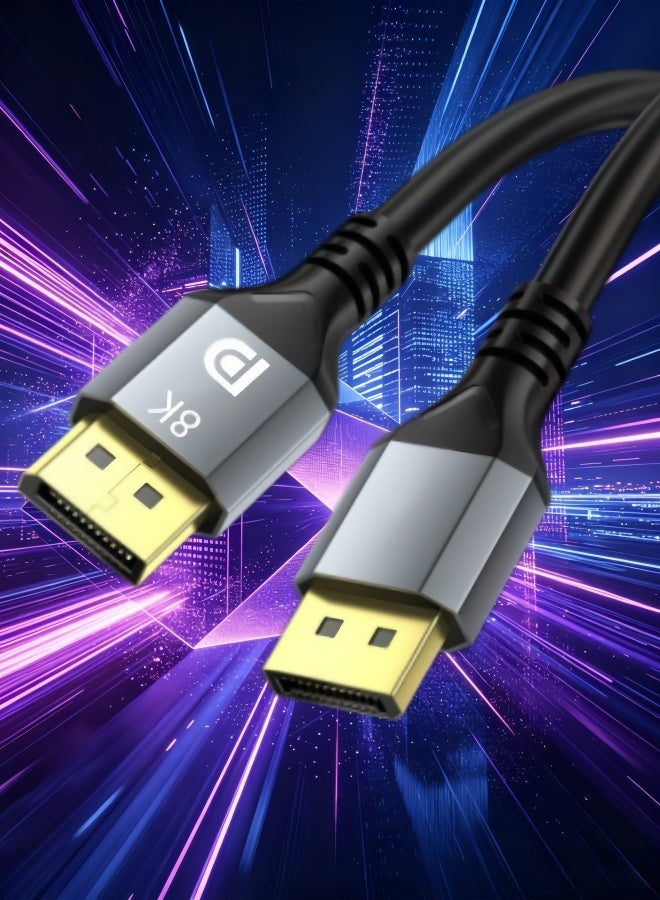 الصفحة الرئيسية كابل DisplayPort بدقة 8K بطول 1.5 متر | كابل DisplayPort 1.4 بدقة Ultra HD | يدعم دقة 7680x4320 و8K@60Hz و4K@144Hz و2K@240Hz | كابل DisplayPort مطلي بالذهب من طرف إلى طرف بسرعة 32.4 جيجابت في الثانية مع دعم HDR لشاشات الألعاب وأجهزة الكمبيوتر الشخصية وأجهزة الكمبيوتر المحمولة وأجهزة التلفزيون - Image 1