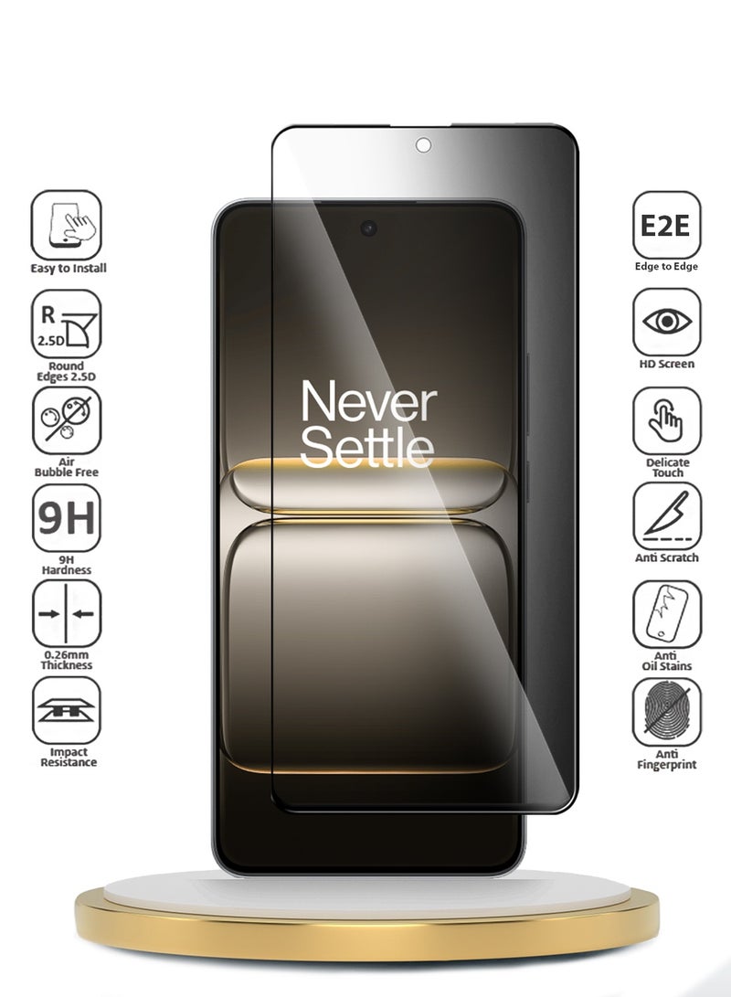 دبليو تيك واقي شاشة زجاجي مقسى مع تغطية كاملة لخصوصية سلسلة 5G OnePlus Nord CE5 2025 Premium E2E (MSGECP) - شفاف/أسود - Image 2