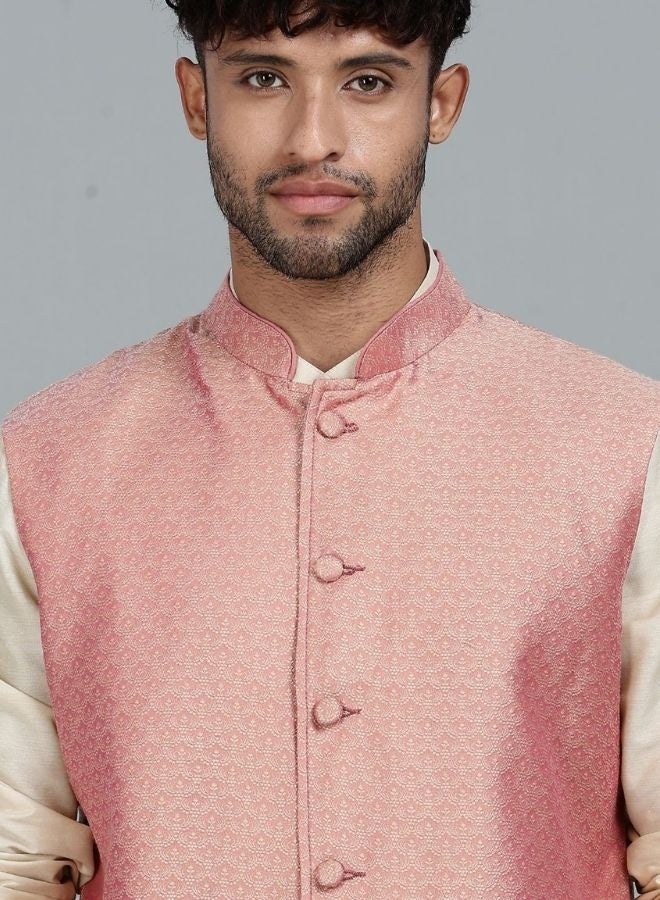 Abhishti Kurta Pant with pink Woven Design Bandi Set - Image 2