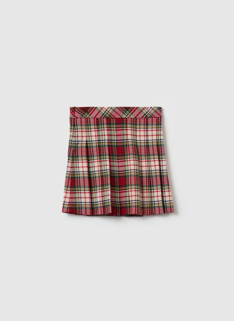 Ovs Pleated Skirt With Tartan Pattern
