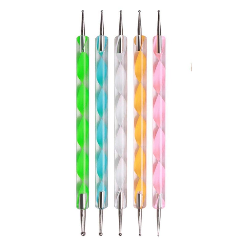Belicia 5 Colors Nail Art 2 Way Dotting Pen Tip Tool Paint Manicure Tool 5 Pcs - Image 2