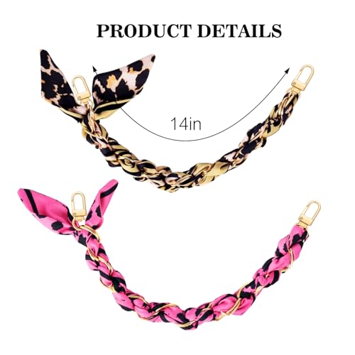 ZLSPTK 2Pcs Purse Extender Chain Gold Leopard Bag Extender Chain Pink Silk Purse Strap Extender Brown Satin Purse Strap Replacement Crossbody Purse Accessories for Women Bag Charms for Handbags Tote Bags - Image 5