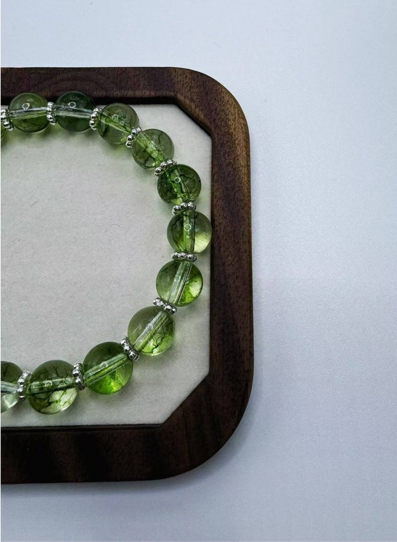 Chinese ancient style handmade glass bracelet original niche design green wilderness glacier unisex. - Image 2