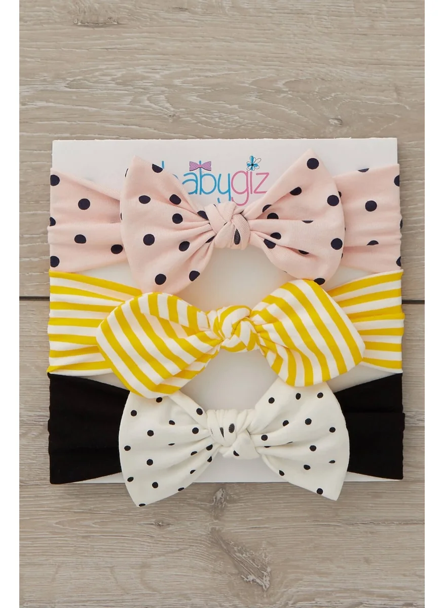 بيبيجيز Handmade Soft Bow Tie Natural 100% Cotton Combed Cotton 3-Piece Baby Kids Girls Bandana Set