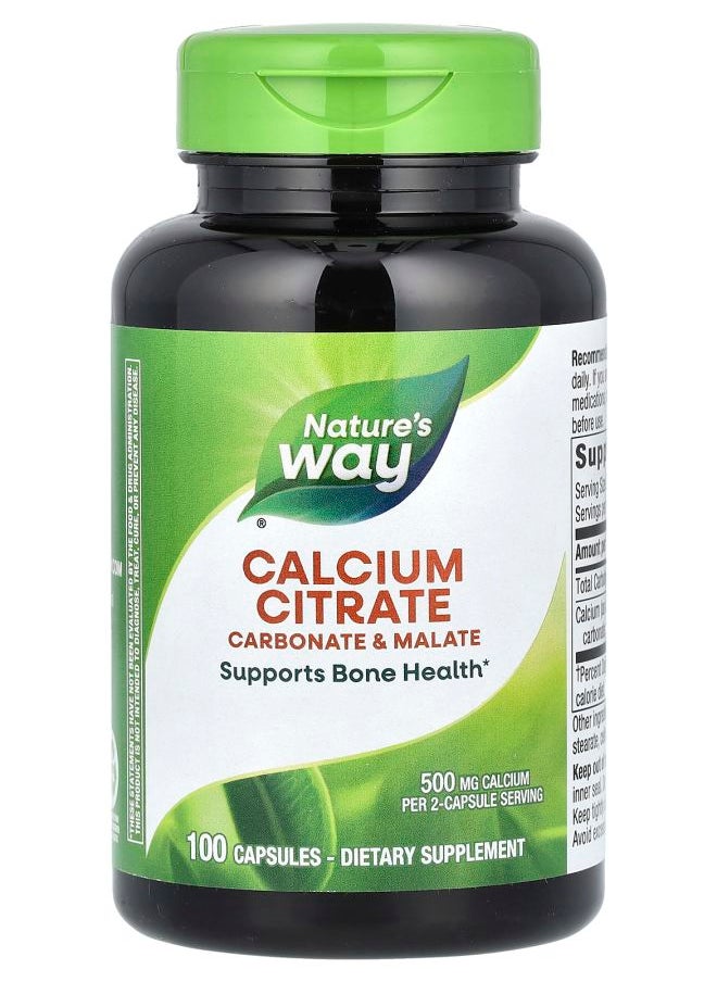 Nature's Calcium Citrate 500 mg 100 Capsules (250 mg per Capsule) 