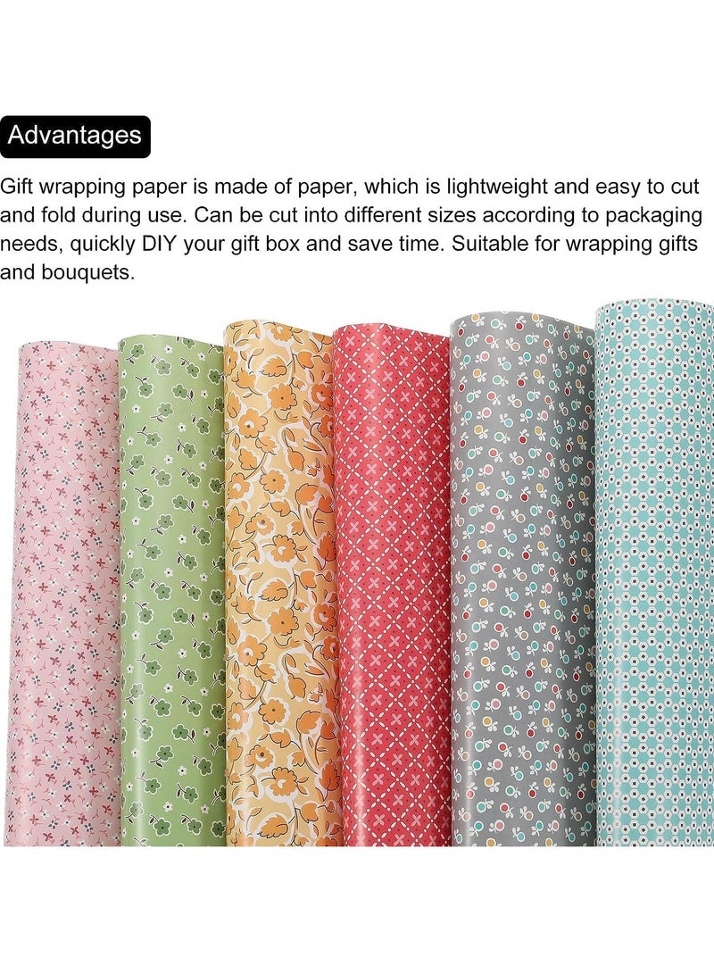 Gift Wrapping Paper Birthday with Pull Bow Ribbon Recyclable Kraft Double Sided Tape Sticker for Wedding DIY Craft Pink Green Yellow Red Gray Blue - Image 2