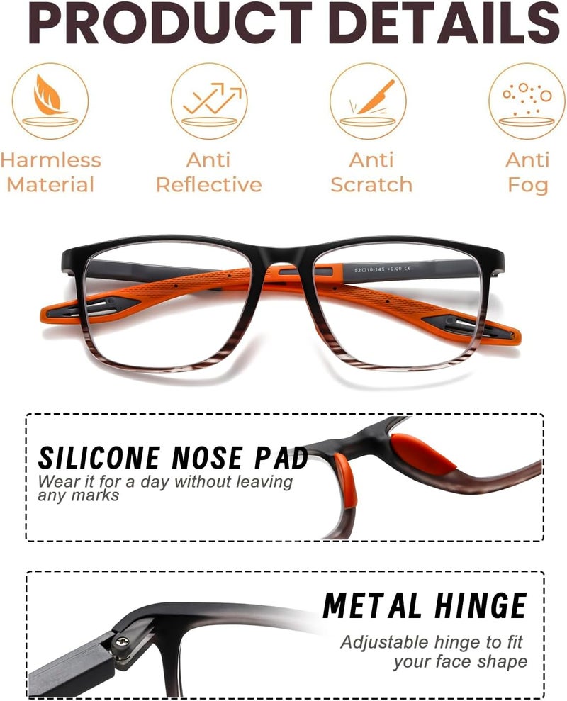 Hubeye TR90 Sports Reading Glasses for Men and Women Good Square Comfortable Flexible Anti-Blue Computer Glasses High Quality Comfortable Reading Aid - Image 5