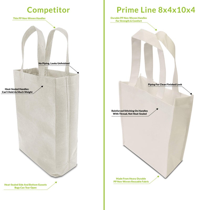 ZENPAC Wedding Gift Bags - 12 Pack Reusable Shopping Bags with Handles  Small White Fabric Cloth Bags for Shopping  Gifts  Groceries  Merchandise  Events  Parties  Take-Out  Retail Stores  Bulk - 8x4x10 - Image 3