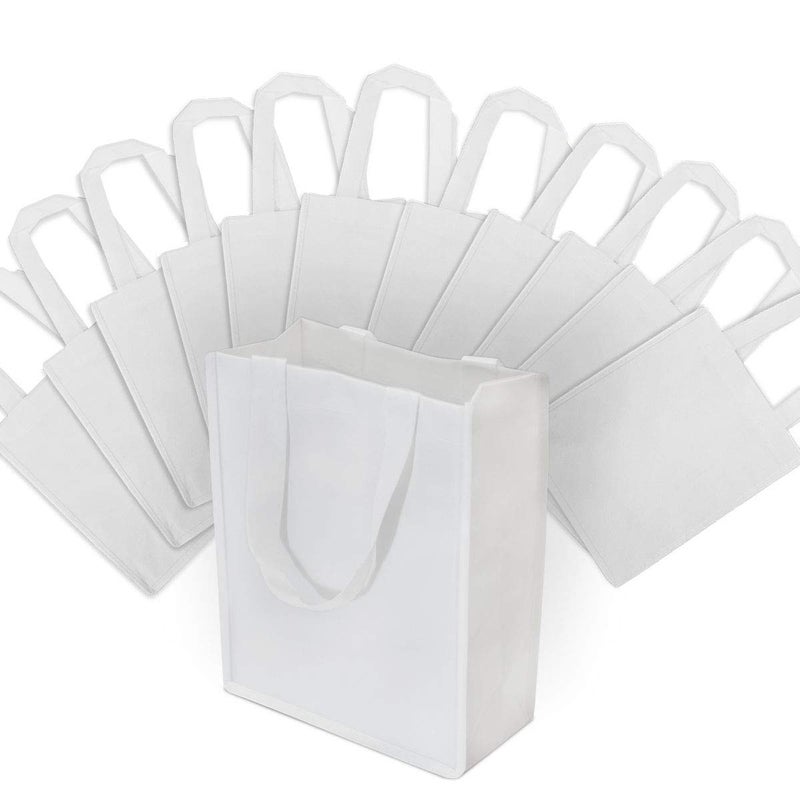 ZENPAC Wedding Gift Bags - 12 Pack Reusable Shopping Bags with Handles  Small White Fabric Cloth Bags for Shopping  Gifts  Groceries  Merchandise  Events  Parties  Take-Out  Retail Stores  Bulk - 8x4x10 - Image 1