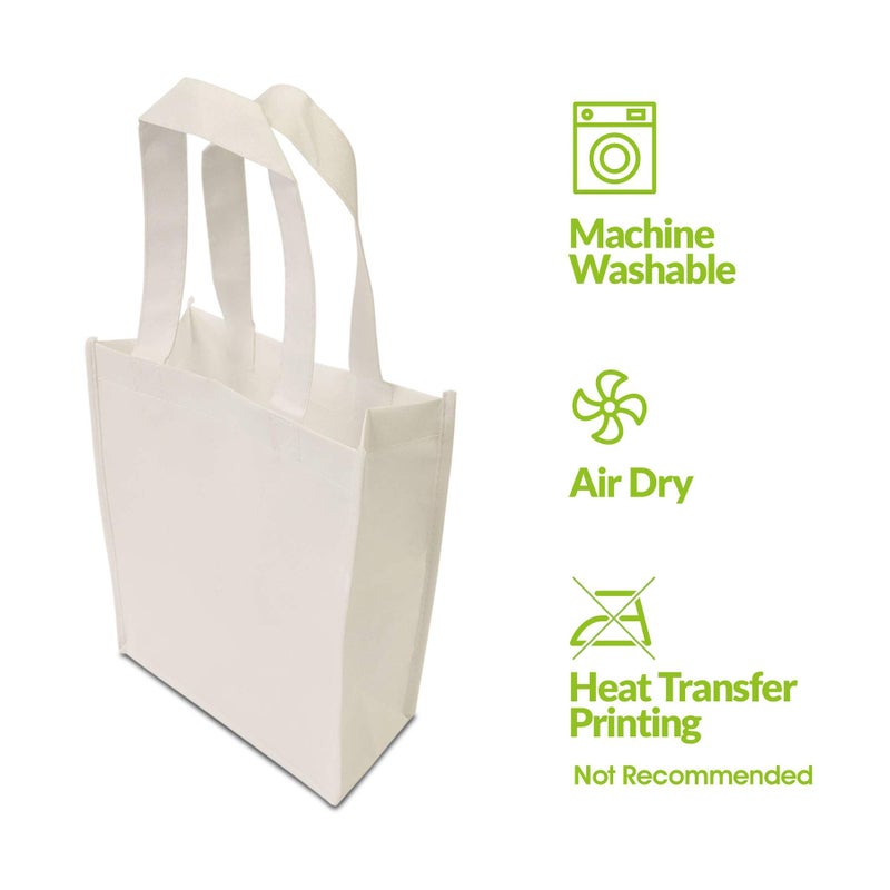 ZENPAC Wedding Gift Bags - 12 Pack Reusable Shopping Bags with Handles  Small White Fabric Cloth Bags for Shopping  Gifts  Groceries  Merchandise  Events  Parties  Take-Out  Retail Stores  Bulk - 8x4x10 - Image 2