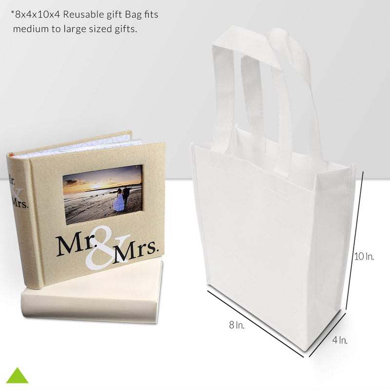 ZENPAC Wedding Gift Bags - 12 Pack Reusable Shopping Bags with Handles  Small White Fabric Cloth Bags for Shopping  Gifts  Groceries  Merchandise  Events  Parties  Take-Out  Retail Stores  Bulk - 8x4x10 - Image 4