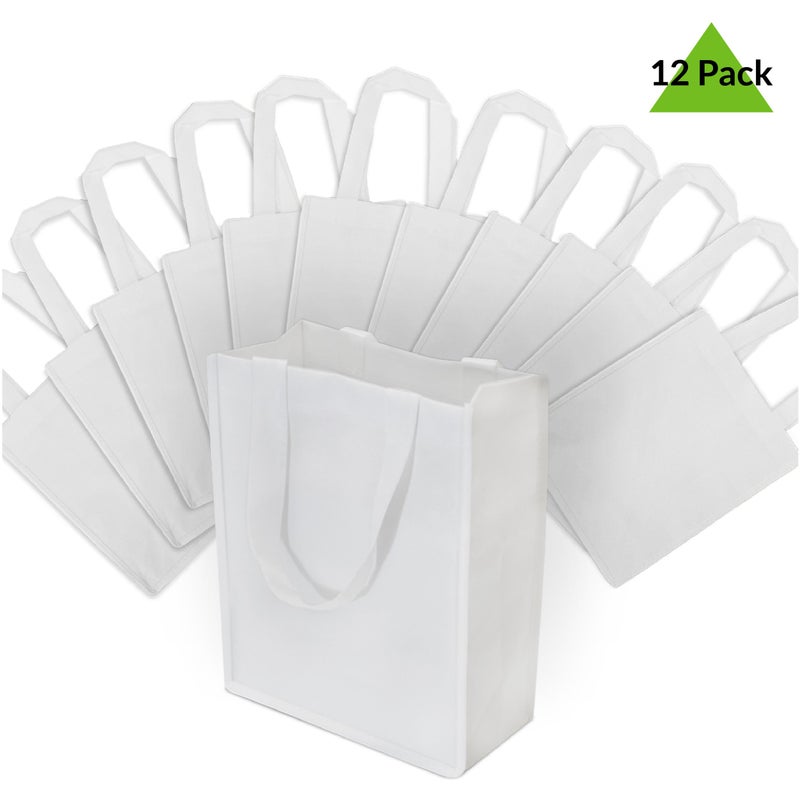 ZENPAC Wedding Gift Bags - 12 Pack Reusable Shopping Bags with Handles  Small White Fabric Cloth Bags for Shopping  Gifts  Groceries  Merchandise  Events  Parties  Take-Out  Retail Stores  Bulk - 8x4x10 - Image 5