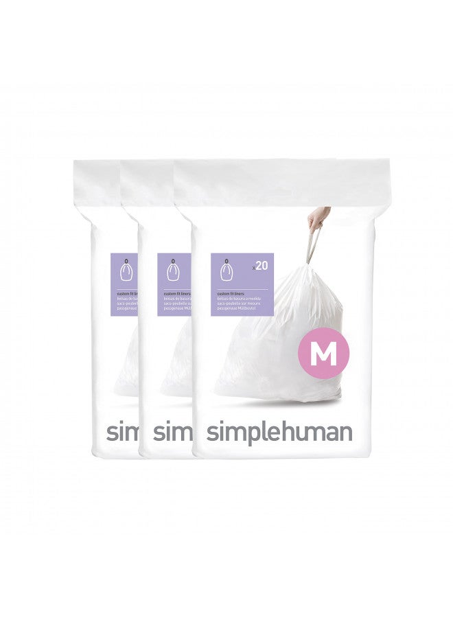 simplehuman simplehuman Code F Custom Fit Drawstring Trash Bags in Dispenser Packs, 60 Count, 25-30 Liter / 6.6-8 Gallon, White  - Image 1