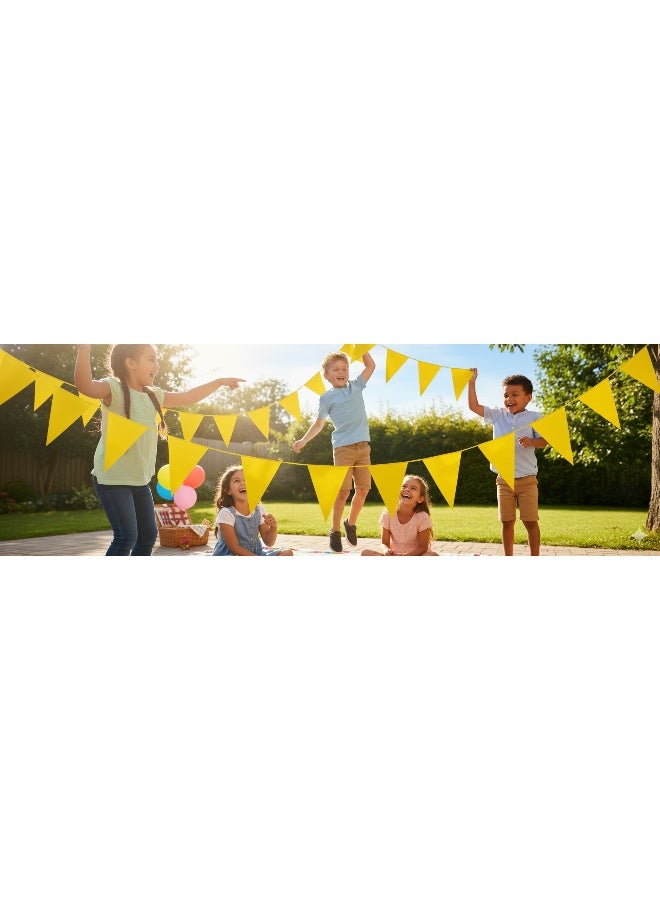Ciao Yellow Triangle Flag Banner – 10 Meter Party Bunting with Large 46×30 cm Pennants for Birthdays, Festivals, Outdoor Events, School Celebrations and Sports Parties - Image 2
