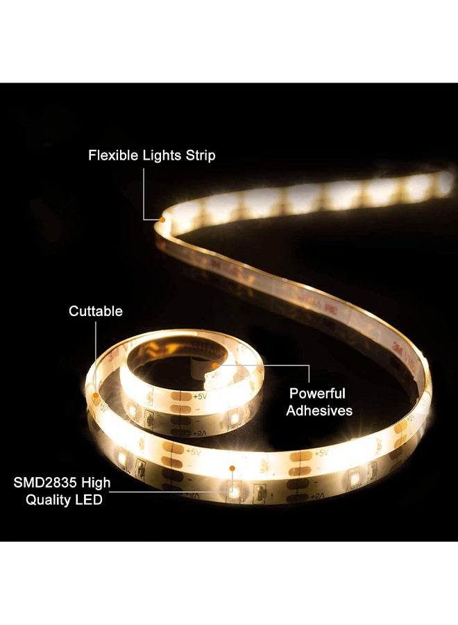 شريط إضاءة LED أبيض دافئ بطول 10 أمتار، شريط إضاءة دافئ ناعم 12 فولت، قابل للقص، غير مقاوم للماء، ذاتي اللصق، إضاءة LED 6500 كلفن، 360 مصباح LED، مناسب لغرف النوم، والمرايا، والمطابخ، وديكورات المنزل. - Image 4