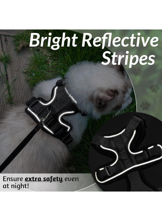 TRASSLE Cat Harness and Leash Set for Walking,Escape Proof Safe Adjustable Kitten Vest Harnesses,Easy Control Soft Breathable Mesh Jacket with Reflective Strips for Cats (black,s) - Image 5