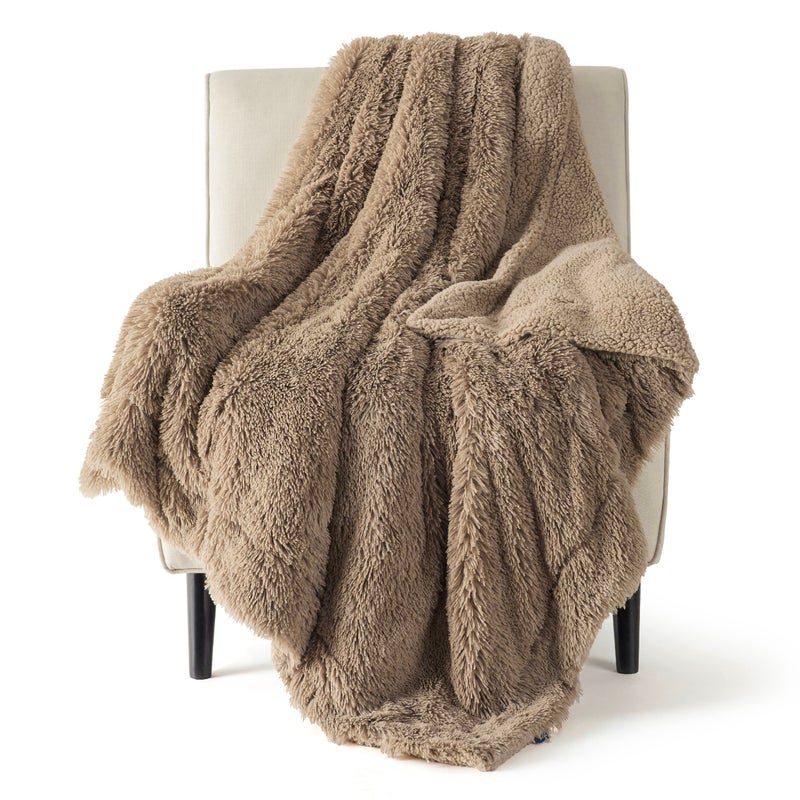 Bedsure GentleSoft Fuzzy Sherpa Faux Fur Twin Blanket Brown Cozy Gifts for Women Men Soft Fleece Plush Warm Minky Thick Blanket Twin Size for Bed Couch Brown Room Decor Dorm Essentials 60x80