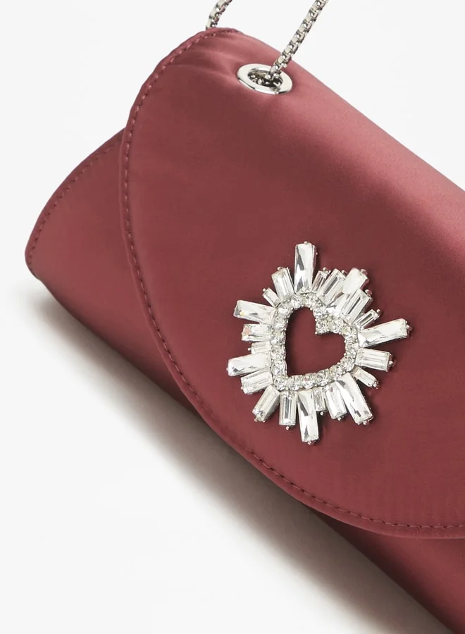 Celeste Women's Embellished Crossbody Bag with Button Closure and Chain Strap