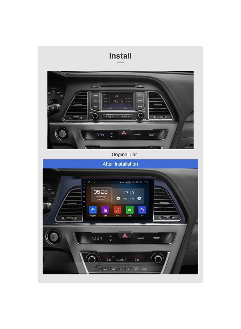 شيزا ستار ستيريو سيارة أندرويد لهيونداي سوناتا 2015 2016 2017 2 جيجابايت رام 32 جيجابايت روم 10 بوصة يدعم أبل كاربلاي، ميرورلينك واي فاي BT، شاشة تعمل باللمس IPS مع كاميرا AHD متضمنة - Image 3