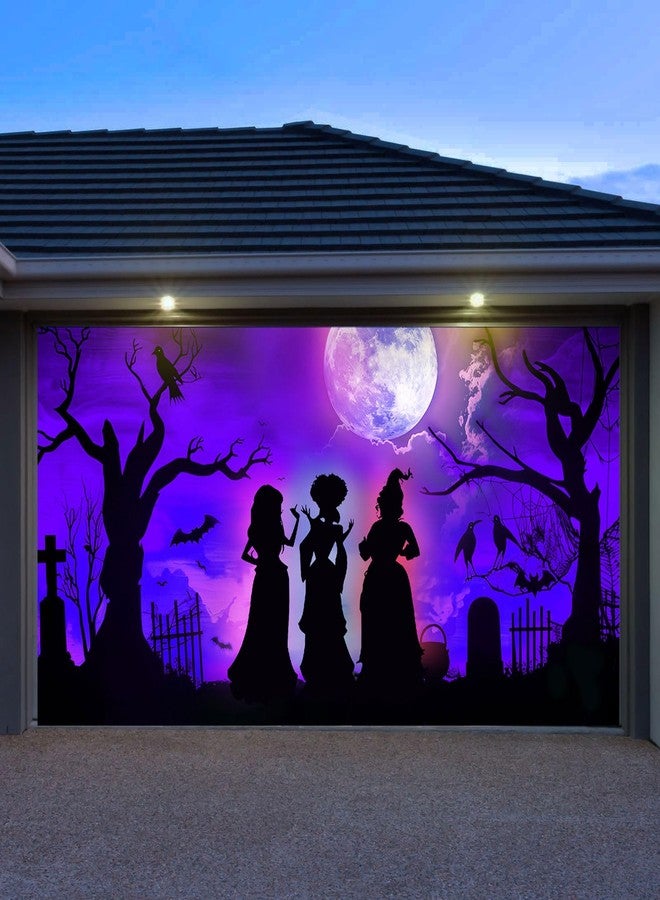 Bunny Chorus 7 x 16 Ft Halloween Garage Door Cover Decorations Outdoor, Large Hocus Pocus Witches Silhouette Decor, Scary Double Garage Buddy Halloween for Home Wall Window Patio Yard Outside - Image 1