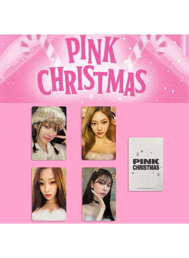 NIBEMINENT 4 Pcs Kpop Aespa 2024 PINK CHRISTMAS SM Lomo Cards Card For Fans Collection Gifts - Image 1