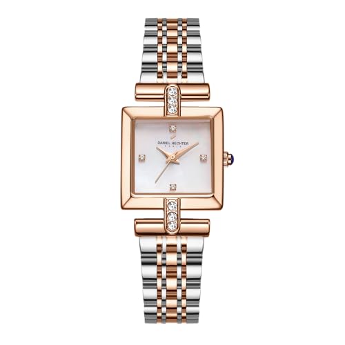 Daniel Hechter Paris Cambon Collection Luxury Watch for Women with Square Dial, Crystal Accents, Stainless Steel Strap and Water Resistant - DHW2008 - Image 1