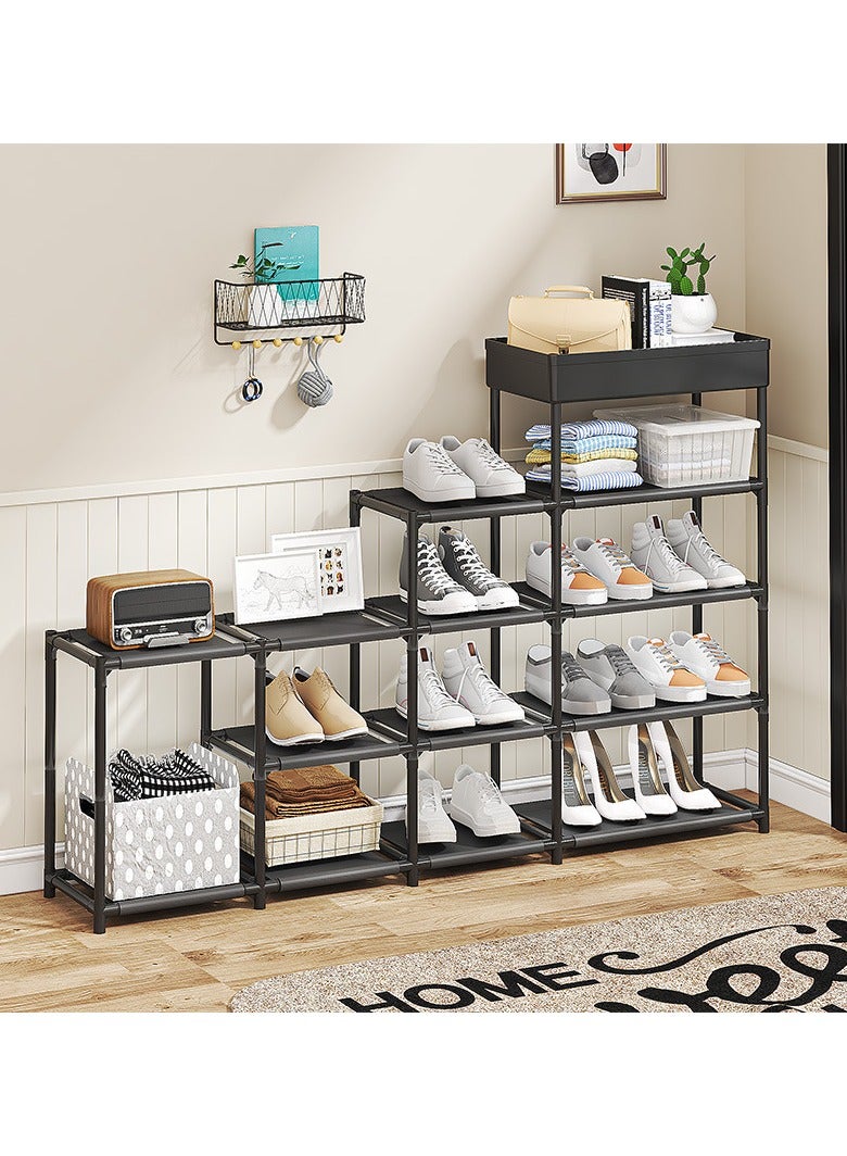 XiuWoo Simple Shoe Rack, Household Multi-functional Shoe Shelf, Space Saving Splicing Shoe Rack, Multi-layer Combination Storage Organizer Folding Shoe Cabinet - Image 1