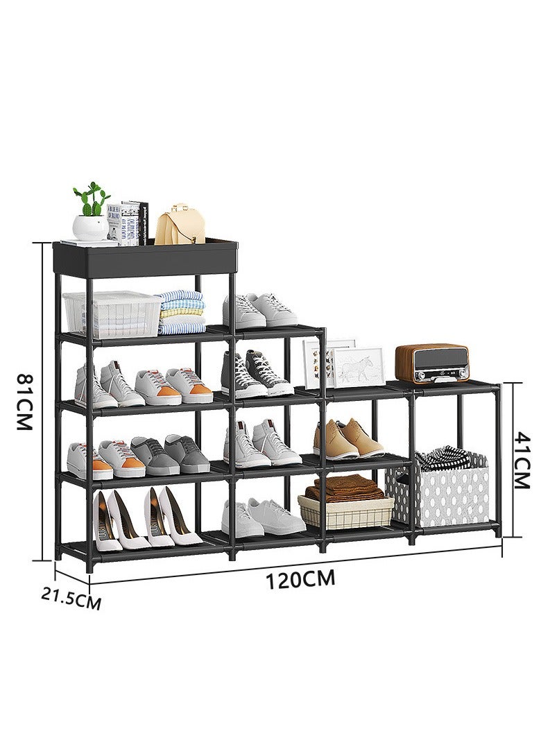 XiuWoo Simple Shoe Rack, Household Multi-functional Shoe Shelf, Space Saving Splicing Shoe Rack, Multi-layer Combination Storage Organizer Folding Shoe Cabinet - Image 2