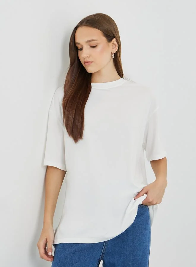 تايك تو Take Two Slogan Print Oversized T-Shirt