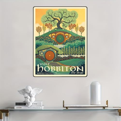 Meksular Middle Earth Landscape Wall Art Prints Canvas PaintingFantasy Posters, Pictures, For Travel Gift, Canvas Art, For Office Home Decor Bedroom Living Room Decor. (Hobbiton-1pc-edge binding,16L"x12W") - Image 2