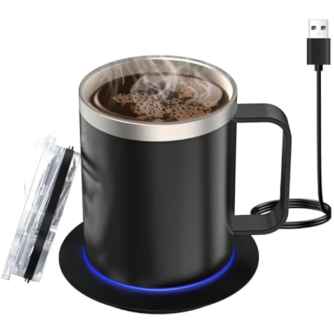 Irovami Coffee Mug Warmer With Cup And Lid Auto Heat 131149 Intelnt Constant Temperature 123Oz Double Layer Food Grade 304 Stainless Steel Beverage Cup Warmer Thermal Insulation For Desk Home Offic - Image 2