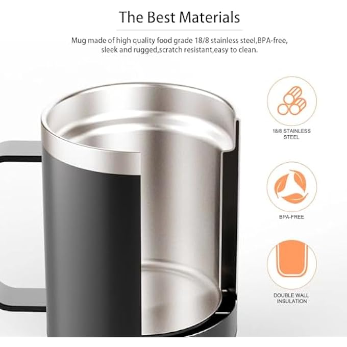Irovami Coffee Mug Warmer With Cup And Lid Auto Heat 131149 Intelnt Constant Temperature 123Oz Double Layer Food Grade 304 Stainless Steel Beverage Cup Warmer Thermal Insulation For Desk Home Offic - Image 4