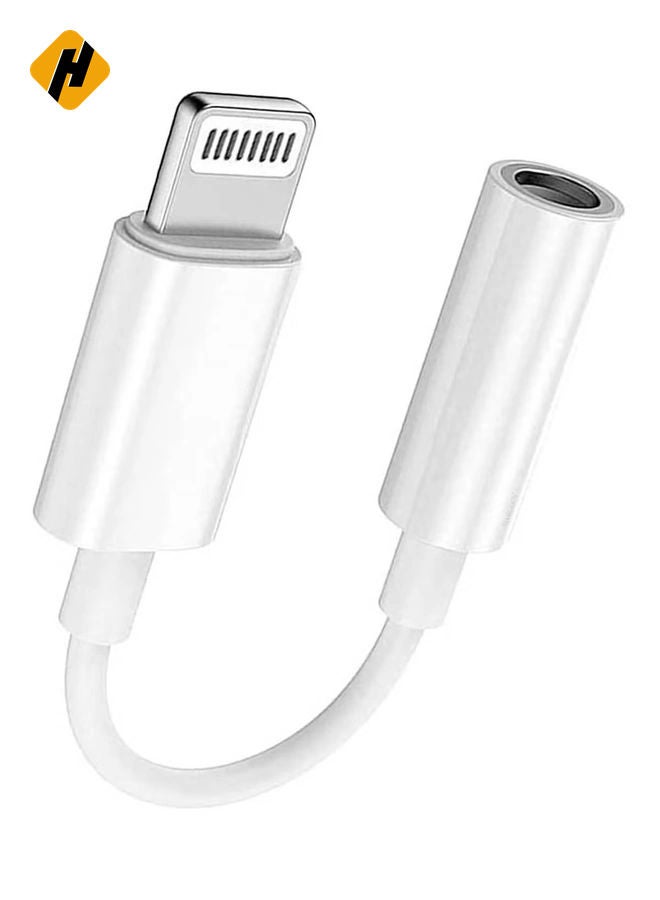 HuHa Lightning to 3.5mm AUX Jack Adapter Cable for iPhone – White, Headphone Converter - Image 1