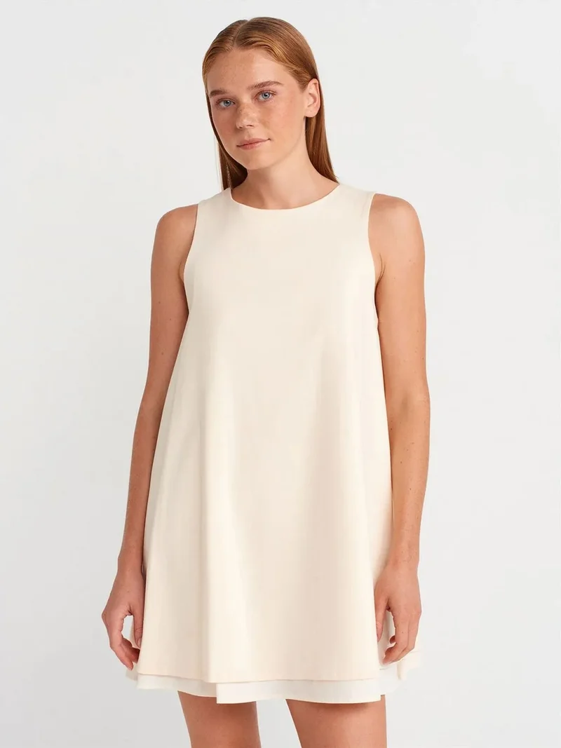 ديلفين Dilvin Cotton Poplin Sleeveless Mini Shift Dress