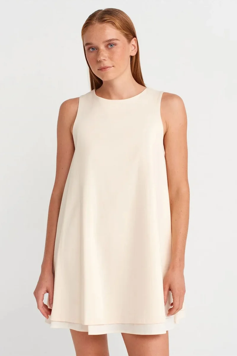 DILVIN Cotton Poplin Sleeveless Mini Shift Dress