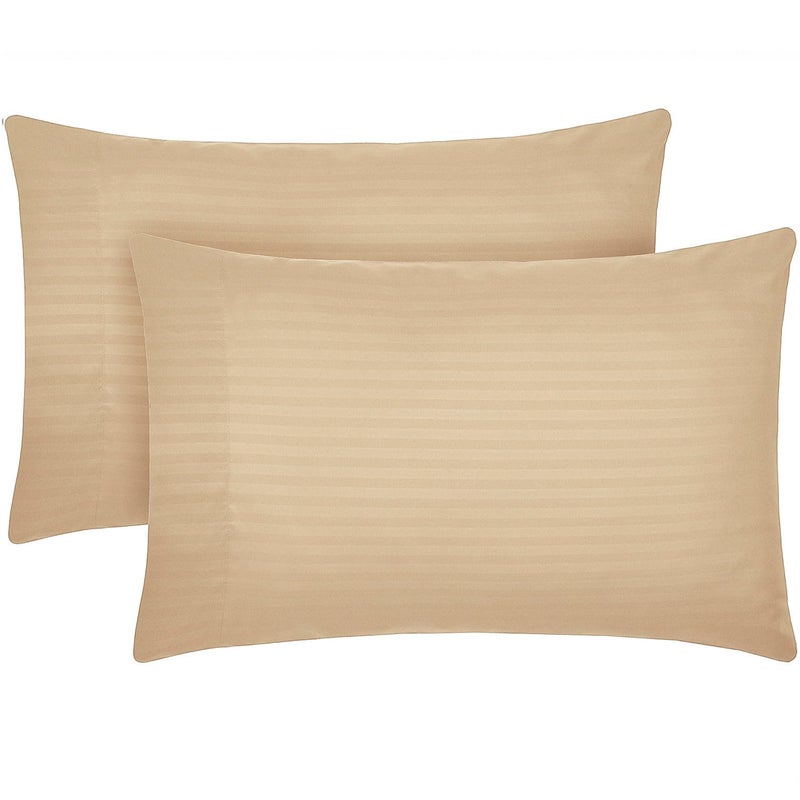 Mellanni Pillow Cases - Luxury, Extra Soft, Cooling Pillow Covers - 2 PC Iconic Collection Pillowcases - Envelope Closure (Standard/Queen 20" x 30", Striped Beige) - Image 1