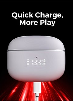 Faster Maverick Wireless Earbuds with Noise Cancellation (ENC) - 7 Hours Playtime with Bluetooth 5.4 - AI Enhanced Calls Quad Mics - Gaming Bluetooth Earphones with Ultra-Low Latency - Deep Bass, Touch Control - For Exercise, Gym - Compatible with iPhone & Android (White)  - Image 3