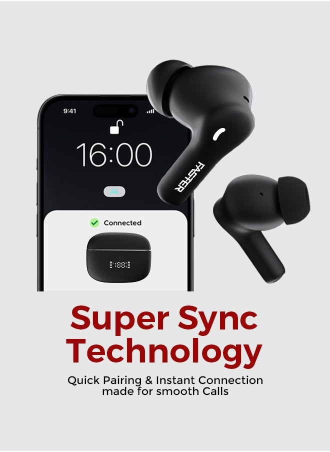 Faster - Maverick Wireless Earbuds with Noise Cancellation (ENC) - 7 Hours Playtime with Bluetooth 5.4 - AI Enhanced Calls Quad Mics - Gaming Bluetooth Earphones with Ultra-Low Latency - Deep Bass, Touch Control - For Exercise, Gym - Compatible with iPhone & Android (White) - Image 1