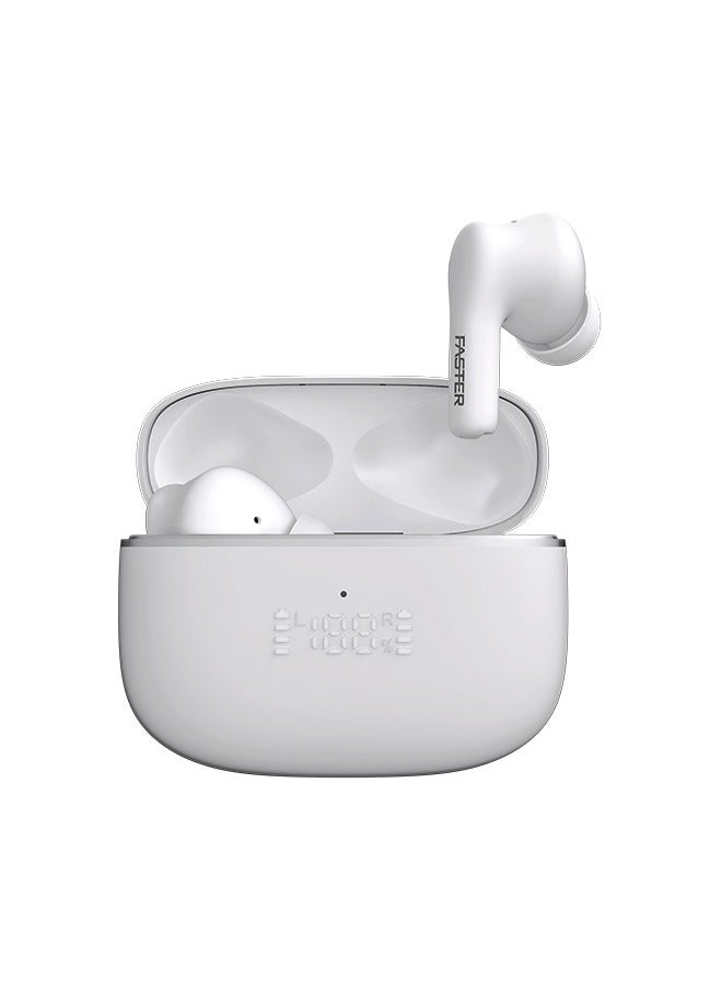 Faster - Maverick Wireless Earbuds with Noise Cancellation (ENC) - 7 Hours Playtime with Bluetooth 5.4 - AI Enhanced Calls Quad Mics - Gaming Bluetooth Earphones with Ultra-Low Latency - Deep Bass, Touch Control - For Exercise, Gym - Compatible with iPhone & Android (White) - Image 1