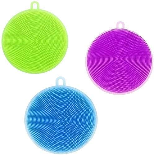 MVM Enterprise Silicone Sponge for Dish Washing and Cleaning at Home Kitchen wash Basin Easy to use for Women Scrubber Better Sponge Household Non Slip Cleaning Dish 3 pcs Set - Image 5