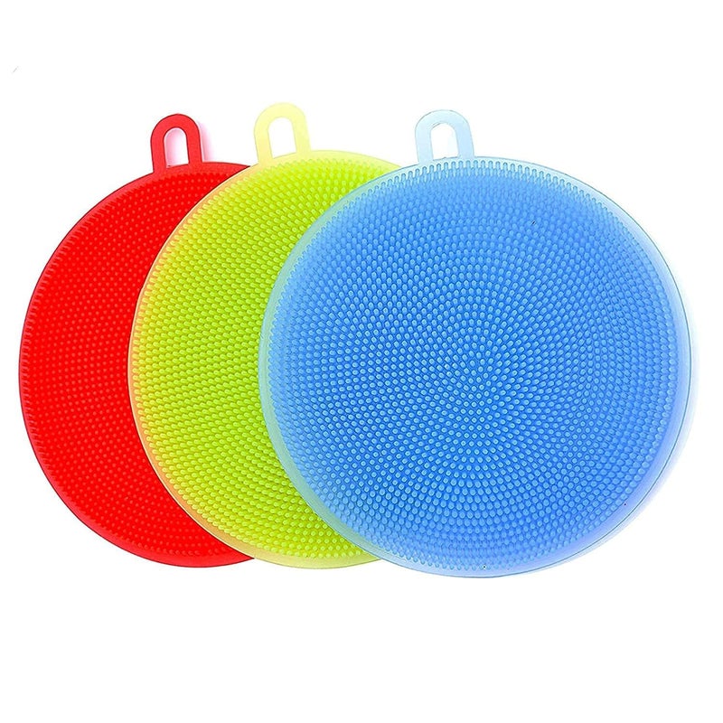 MVM Enterprise Silicone Sponge for Dish Washing and Cleaning at Home Kitchen wash Basin Easy to use for Women Scrubber Better Sponge Household Non Slip Cleaning Dish 3 pcs Set - Image 1