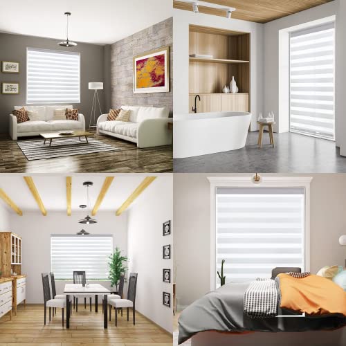 KALYSIE Zebra Roller Window Blinds,Custom Cut to Size,Roller Blinds Dual Layer Roller Shade Blinds, White,Fixed 72 InchesHigh,21 Inches Width - Image 2