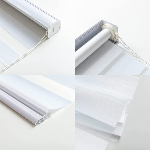 KALYSIE Zebra Roller Window Blinds,Custom Cut to Size,Roller Blinds Dual Layer Roller Shade Blinds, White,Fixed 72 InchesHigh,21 Inches Width - Image 4