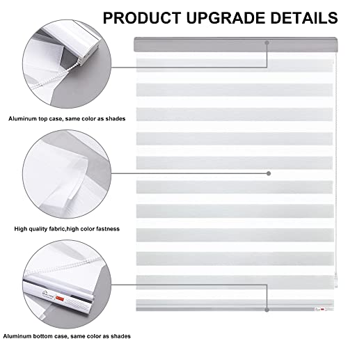 KALYSIE Zebra Roller Window Blinds,Custom Cut to Size,Roller Blinds Dual Layer Roller Shade Blinds, White,Fixed 72 InchesHigh,21 Inches Width - Image 3