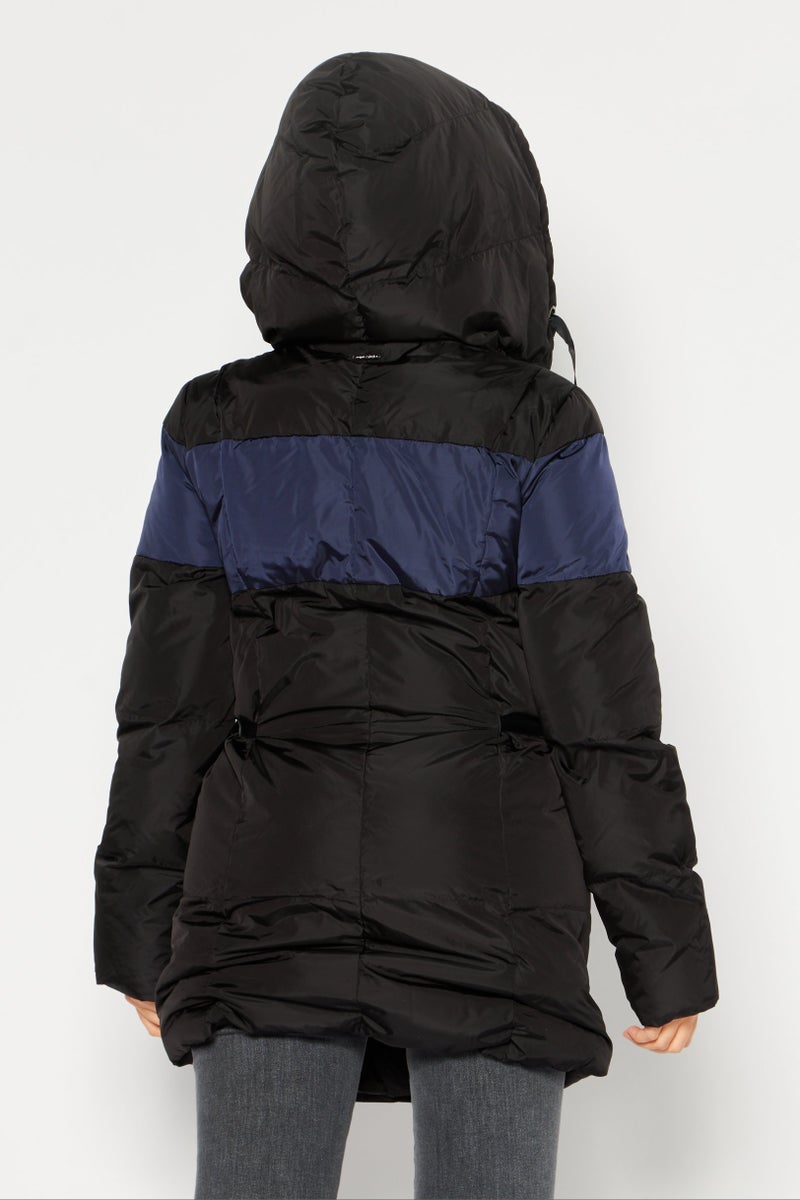 One Step Women Hooded Long Sleeve Puffer Jacket, Black - Image 4