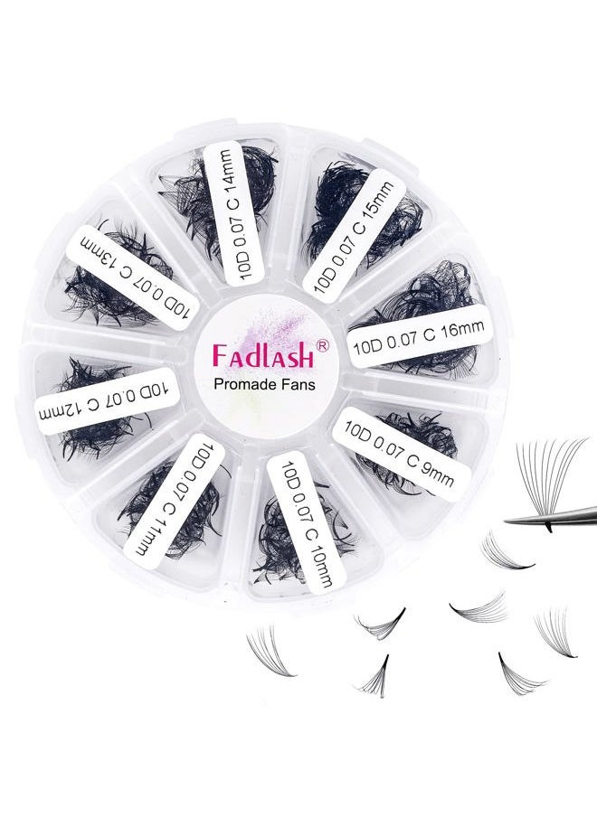 FADLASH - Volume Lash Extensions Mixed Tray 1000 Premade Fans 10D Loose Promade Fans Pointy Base Premade Fans Eyelash Extensions Handmade Premade Lash Fans (10D-0.07C,9-16mm) - Image 1